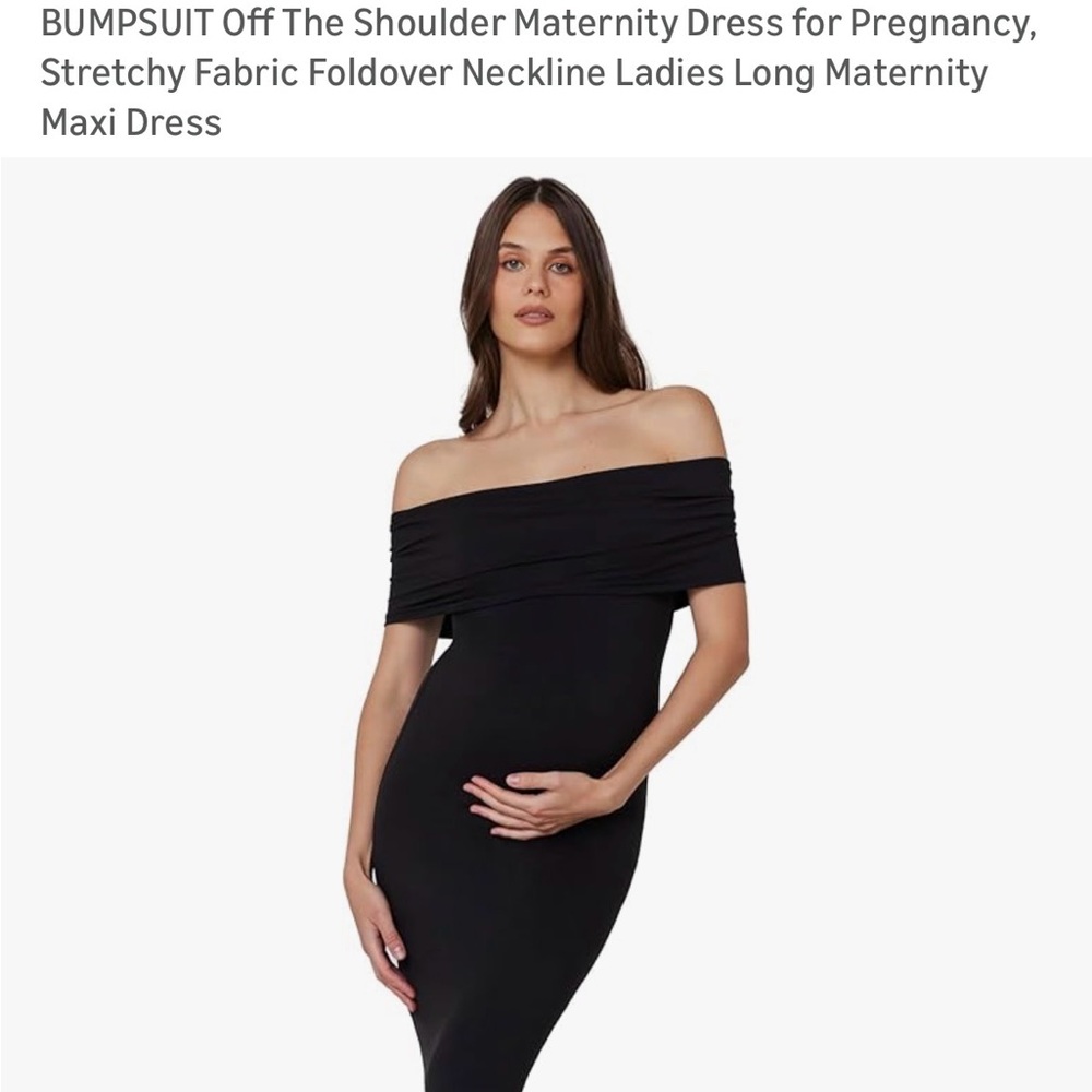 Elegant Off-Shoulder Black Maternity Midi Dress